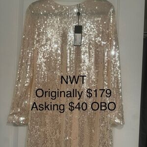Elegant Sequin Dress in Cream